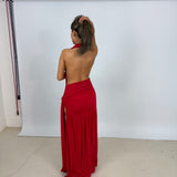 DECONDUARTE (red) Dakota plunge neck maxi