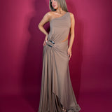 ANCE GRIA (brown) Serena one shoulder gown