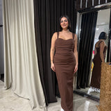 SIR THE LABEL (brown) Dahlia balconette midi