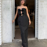 EFFIE KATS (black) Kiera strapless bow midi