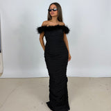 RACHEL GILBERT (black) Zion feather midi