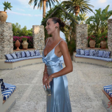 BUBISHLUXE (blue) Savannah Rosette silk flower gown
