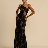 ARCINA ORI (black lace) Marcella one shoulder maxi