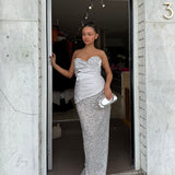 ELIYA THE LABEL (silver) Gia corset sequin maxi