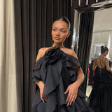 AJE (black) Pandorea halter frill maxi