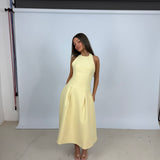 ODD MUSE (yellow) halter drop hem midi