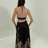 ZIMMERMAN (black floral) Tallow halter backless midi