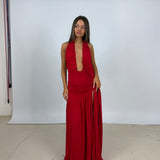 DECONDUARTE (red) Dakota plunge neck maxi