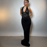 NOOKIE (black/lace) Lennox halter maxi