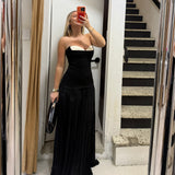 JEFRESEI (black) Nicolette strapless pleated maxi