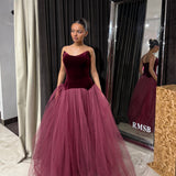 CUSTOM MADE (wine/burgundy) velvet corset with tule maxi