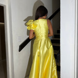 BARIANO (yellow) Mirella v neck ruffle gown