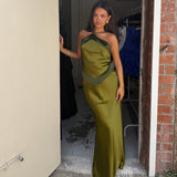 REFORMATION (olive/green) Jillian silk midi