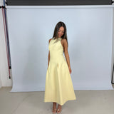 ODD MUSE (yellow) halter drop hem midi