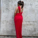 MISHA (red) Solstice one shoulder maxi