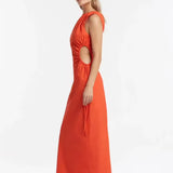 SIR THE LABEL (red) Linen High Neck Cut Out Midi