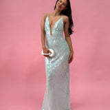 MISHA (mint/aqua) Sapphire Sequin gown