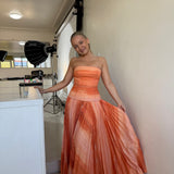 ACLER (orange/melon) Brayswick pleated strapless midi