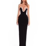 ALBINA DYLA (black) Serpent Assymetric Couture Gown