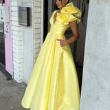 BARIANO (yellow) Mirella v neck ruffle gown