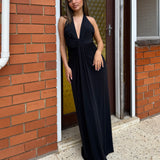 BEC AND BRIDGE (black) Tillie drape halter maxi