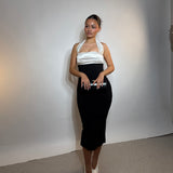 NOOKIE (black/white) Renaissance halter midi
