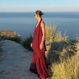TOJHA (wine red) Denzelle halter maxi set