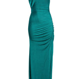 MISHA (emerald green) Chantria one shoulder gown