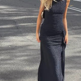 ARCINA ORI (navy) MONICA high neck drape maxi