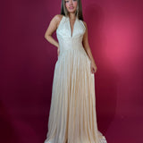 CUSTOM MADE (butter) halter gown