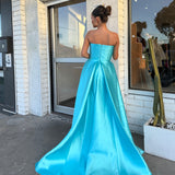 SOLACE LONDON (sky blue) strapless gown