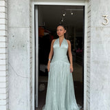 CUSTOM MADE (sage green) halter gown