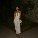 CHRISTOPHER ESBER (white) palm strapless gown