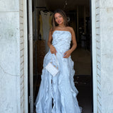 AJE (blue) Allairie strapless frill maxi