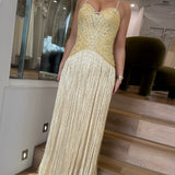 SAHARA (butter yellow) spaghetti strap gown