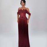 TABJA (red) Vinfringe fringe gown
