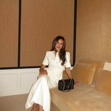 ODD MUSE (white) Button down short sleeve maxi