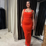 SIR THE LABEL (red/orange) Azul ruched midi