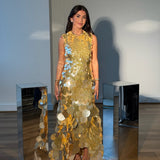 ARRANGE (gold) Sequin Embellished High Neck Maxi