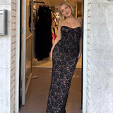 HOUSE OF CB (black lace) Solaine corset top and skirt set