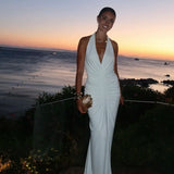 MISHA (white) Venus gathered cupro maxi