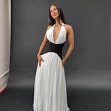 LEAU (black/white) Harlowe halter maxi