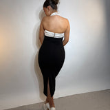 NOOKIE (black/white) Renaissance halter midi