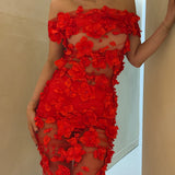 ALAMOUR THE LABEL (red) Florentina lace floral maxi