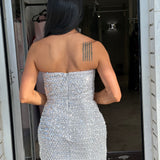 ELIYA THE LABEL (silver sequin) Xia strapless mini