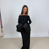 SOLACE LONDON (black) Talia off shoulder maxi