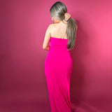 CHRISTOPHER ESBER (magenta pink) palm strapless gown