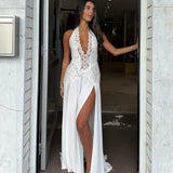MIM AND BELL (white) Milina lace halter maxi