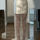 ELIYA THE LABEL (white) Eve Satin & Lace Maxi Skirt