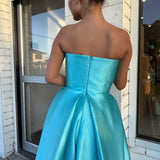 SOLACE LONDON (sky blue) strapless gown